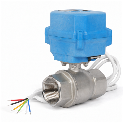 1-1/4" proporsjonal motorisert kuleventil, modulerende strømningskontrollventil i 304 rustfritt stål, 4-20mA inngang/tilbakemelding, DC 12-24V, 6-leder, IP67 full port for HVAC-automatisering