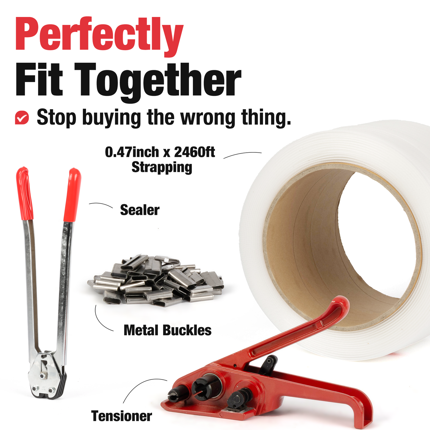 U.S. Solid Kit Pengencang Tali Pengemas Tugas Berat Alat Penyegel Pengencang Palet