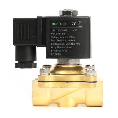 3/8" Pirinç Elektrikli Solenoid Vana - 12V DC, Normalde Kapalı, 145 PSI, VITON