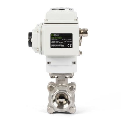 1 1/2" Electric Actuated Ball Valve, DC 24V  Heavy Duty 3-Piece Industrial Ball Valve,304SS, ON/OFF Type, Dry Contact