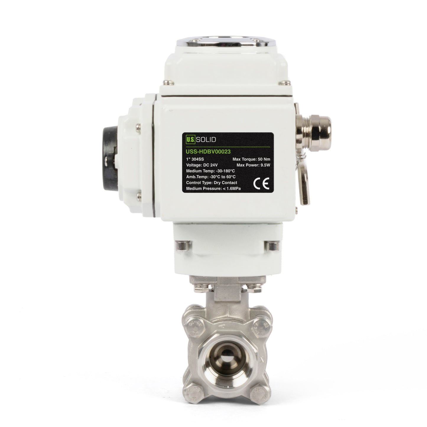 1" Electric Actuated Ball Valve, DC 24V Heavy Duty 3-Piece Industrial Ball Valve,304SS, ON/OFF Type, Dry Contact