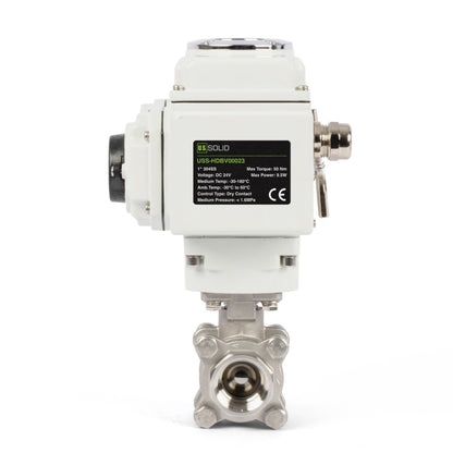 1" Electric Actuated Ball Valve, DC 24V Heavy Duty 3-Piece Industrial Ball Valve,304SS, ON/OFF Type, Dry Contact