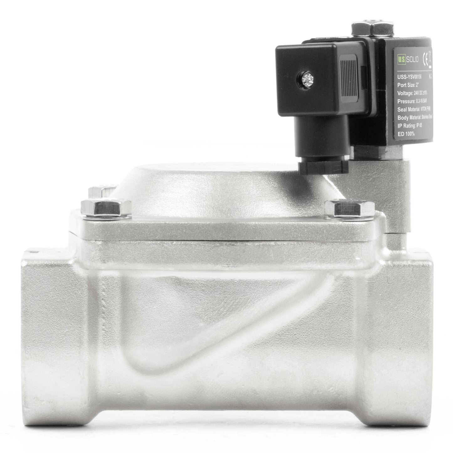 Injap Solenoid Keluli Tahan Karat 2" - 24V DC, Biasanya Tertutup, 4.4-232 PSI, Meterai VITON