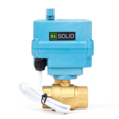 3/4" Quick-Release Motorized Ball Valve - Brass, DC12~24V/AC24V, 2-Wire Auto-Return with Manual Override, IP67