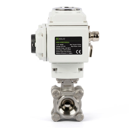 1 1/4" Electric Actuated Ball Valve, DC 24V Heavy Duty 3-Piece Industrial Ball Valve,304SS, ON/OFF Type, Dry Contact