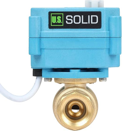 1/2" Brass Motorized Ball Valve with Waterproof Cover, 110-230V AC, Full Port, IP67, 2 Wire Auto Return, Normally Closed