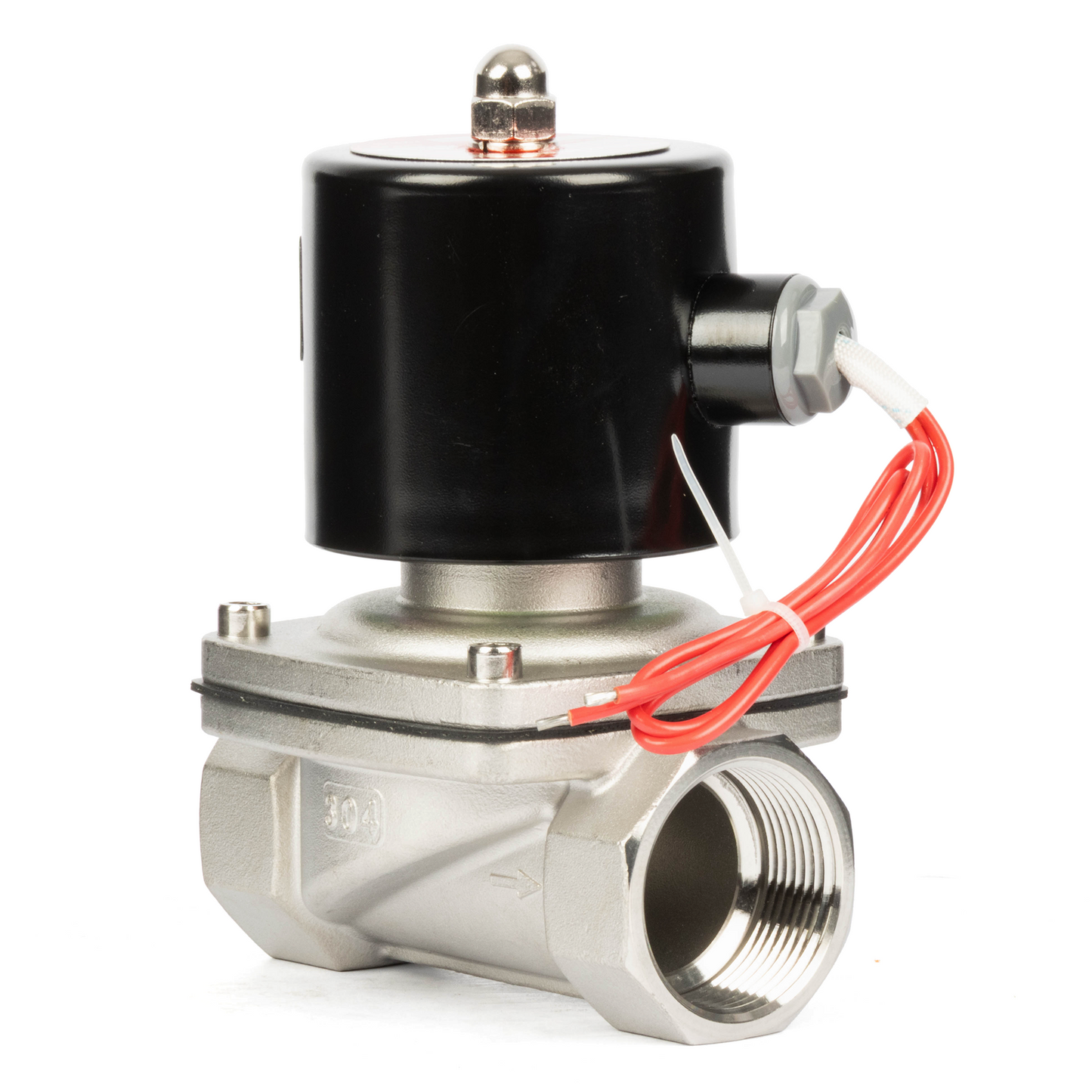 1-1/4" Stainless Steel Solenoid Valve - 24V DC Normally Closed, Viton Seal