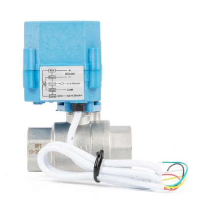 Injap Bola Bermotor Berkadar 3/4" - Keluli Tahan Karat, DC 9–24V, 5-Wayar dengan Penunjuk Kedudukan, IP67, Port Penuh