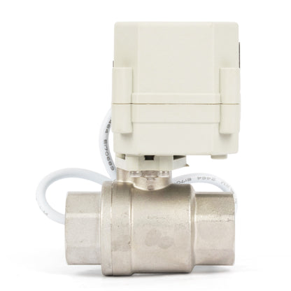 3/4" Motorized Ball Valve with Timer, Auto-Return Fail Safe & Power-Off Memory, 2-Way 304SS Electric Actuator, IP67, AC/DC 9-24V
