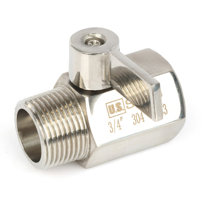 U.S. Solid 2 stk. 1/4" minikuleventil 304 rustfritt stål hunn × hann NPT gjenger
