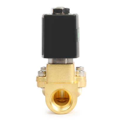 3/8" Brass  Solenoid Valve - 110V / 220V AC, Normally Closed, 4.4-232 PSI, VITON Seal