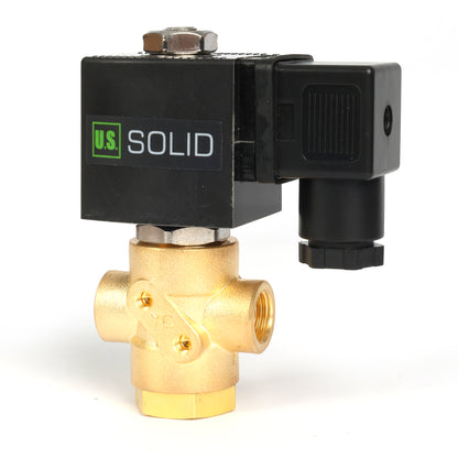 1/4" messinkinen 3-tie solenoidiventtiili - 12 V DC 2 asentoa