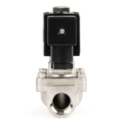 Électrovanne en acier inoxydable 1/2" - 110 V / 220 V CA, normalement fermée, 4,4-232 PSI, joint VITON