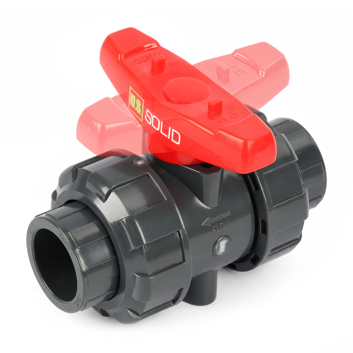 3/4" PVC True Union Ball Valve, Full Port, Slip Socket, 150 psi, Schedule 40 and 80 Compatible, PTFE Seat, EPDM O-Ring