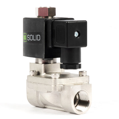 1/2" roestvrijstalen elektrische magneetklep - 24V DC, normaal gesloten, 145 PSI, VITON