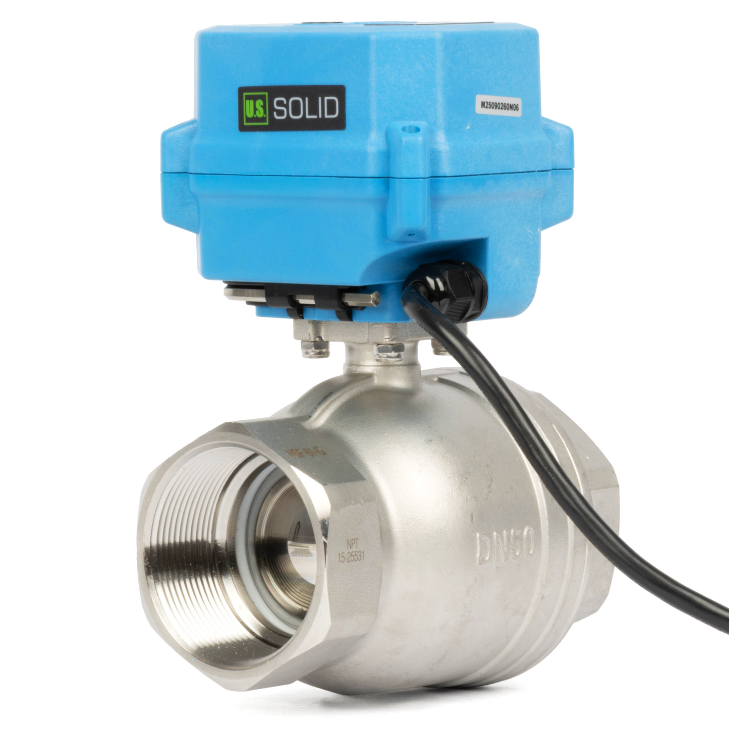 2" messinkimoottorinen palloventtiili - 110 V AC messinki sähköinen palloventtiili, automaattinen palautus, normaalisti kiinni