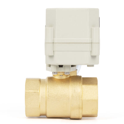 1" motorisert kuleventil med timer, automatisk retur, sikkerhetsmekanisme og minne for avstengning, 2-veis elektrisk aktuator i messing, IP67, AC/DC 9–24 V