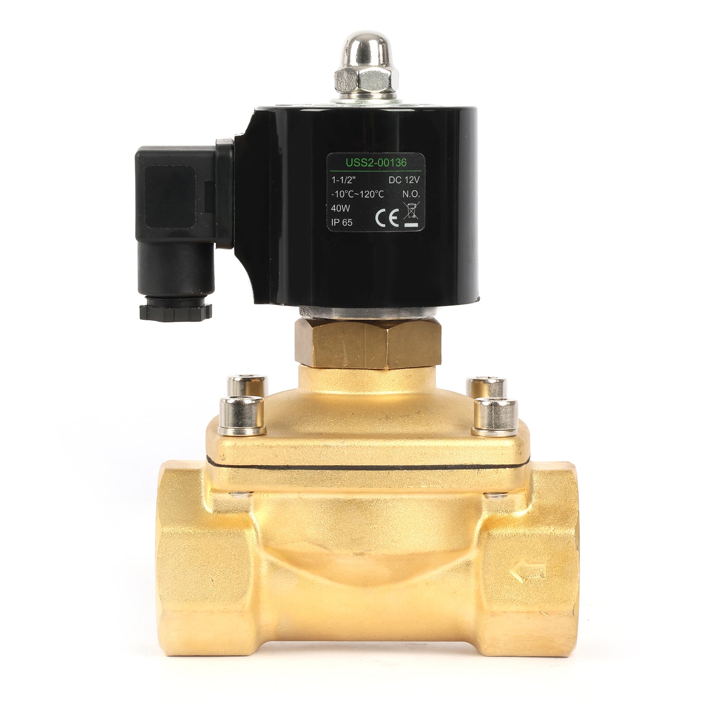 U.S. Solid Magnetventil – 1-1/2" 12 V DC, elektrisches Magnetventil aus Messing, normalerweise offen, VITON-Dichtung