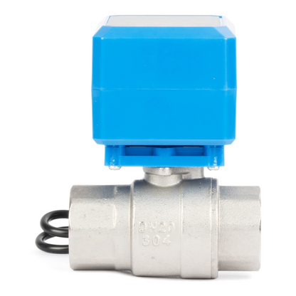 1/2" Motorized Ball Valve - 304SS 9-36V AC/DC 2-Wire Auto Return Electric Ball Valve, Normally Closed, 3 Indicator Lights