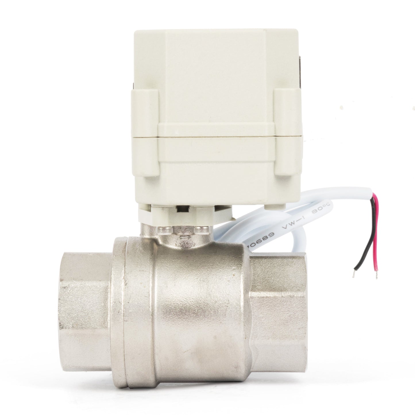 1" Motorized Ball Valve with Timer, Auto-Return Fail Safe & Power-Off Memory, 2-Way 304SS Electric Actuator, IP67, AC/DC 9-24V
