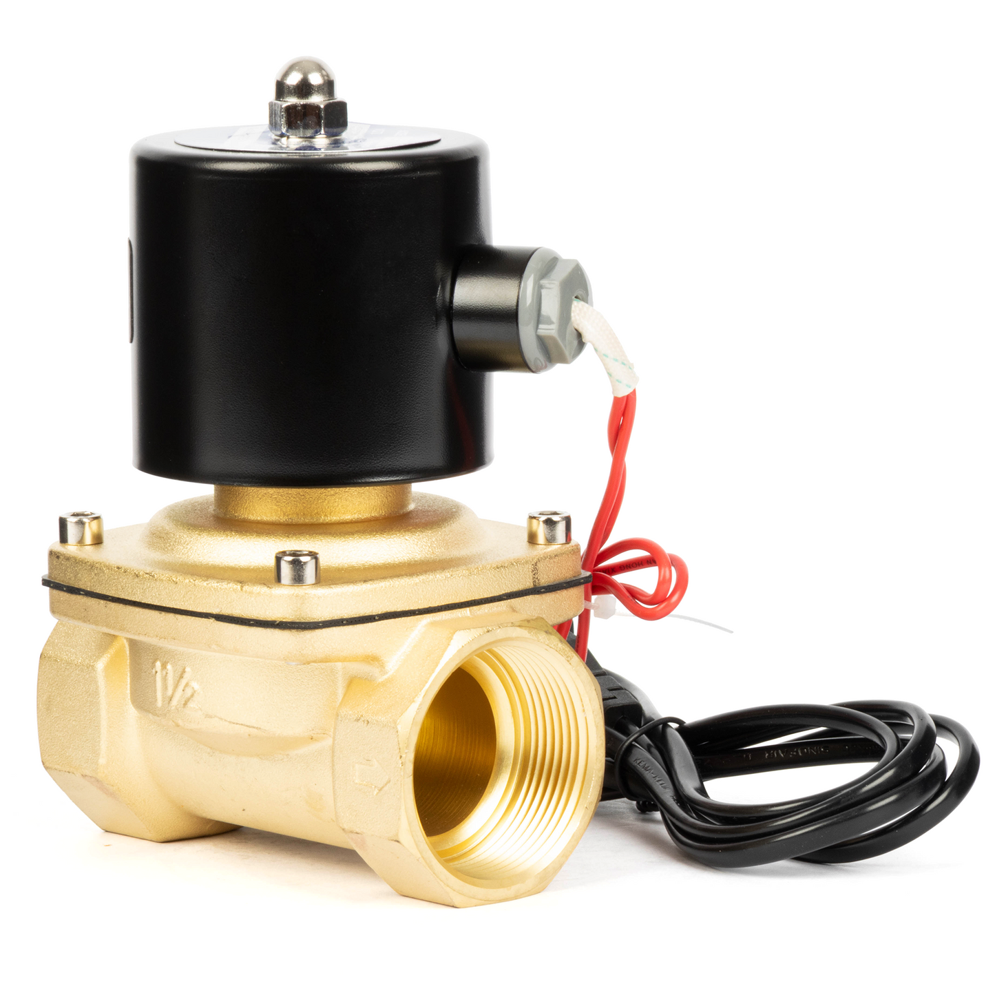 Brass Solenoid Valve 1-1/2" - 110V AC Smart Wi-Fi APP-Controlled Normally Closed