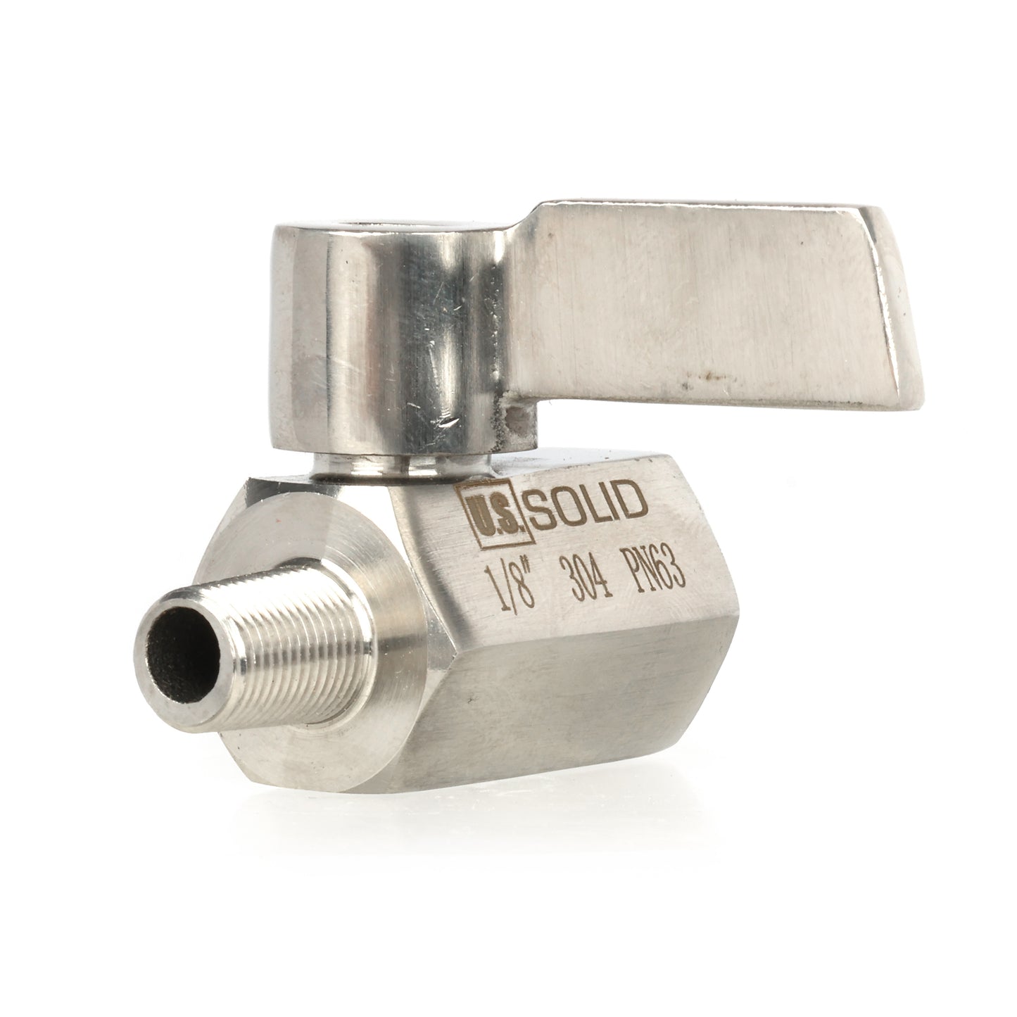 1/8" minikuleventil 304 rustfritt stål innvendig × utvendig gjenge 2 stk