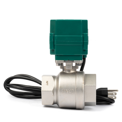 U.S. Solid 1-1/2" Μηχανοκίνητη σφαιρική βαλβίδα, 110VAC, ανοξείδωτο ατσάλι, αυτόματη επιστροφή, κανονικά κλειστό, με βύσμα ΗΠΑ