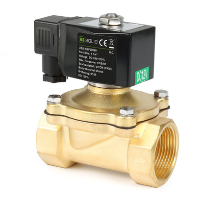 Injap Solenoid Loyang 1-1/4" - 110V/220V AC, Biasanya Tertutup, 145 PSI, VITON