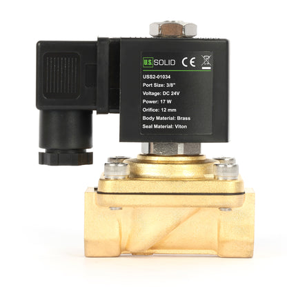 3/8"-Magnetventil – Messing, 24 V DC, normalerweise geschlossen, mit Viton-Dichtung, Anschlussdosentyp