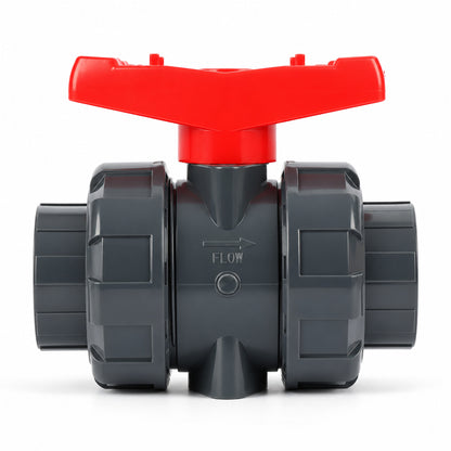 1-1/4" PVC True Union Ball Valve, Full Port, Slip Socket, Schedule 40 and 80 Compatible, 150 psi, PTFE Seat, EPDM O-Ring, 2 Pack