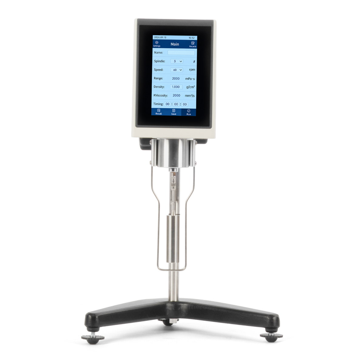 Viscosimètre rotatif avec écran tactile 5 pouces, précision ±2 %, jusqu'à 100 000 mPa·s, 4 vitesses, sonde de température PT100, câble RS232