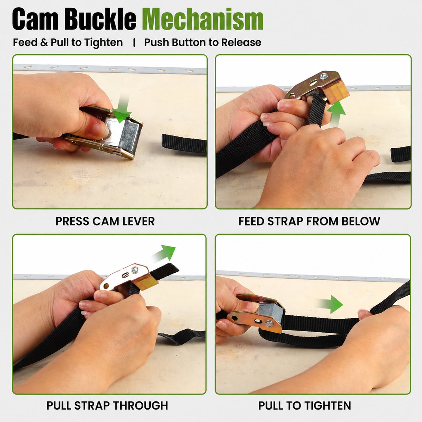 2PCS 1"x10ft Double Hook Cam Buckle Tie Down Straps 331lbs