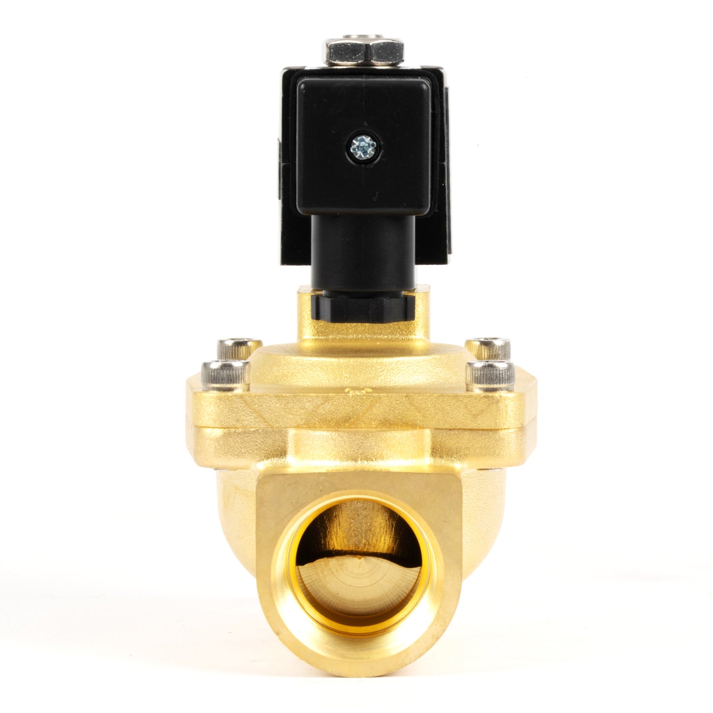 Válvula solenoide de latão de 1" - 24 V CC, normalmente aberta, 4,4-232 PSI, vedação em VITON