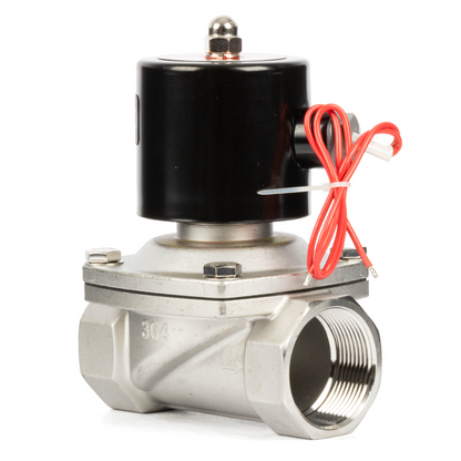 1-1/2" Stainless Steel Solenoid Valve - 24V DC Normally Closed, Viton Seal