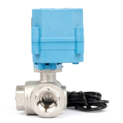 1/2" WiFi Älykäs moottoroitu palloventtiili, 3-tie 4-asentoinen ruostumaton teräs 304, USB-virtalähde, LED-tilanilmaisin, virtaussuunnan ikkuna, NSF-sertifioitu
