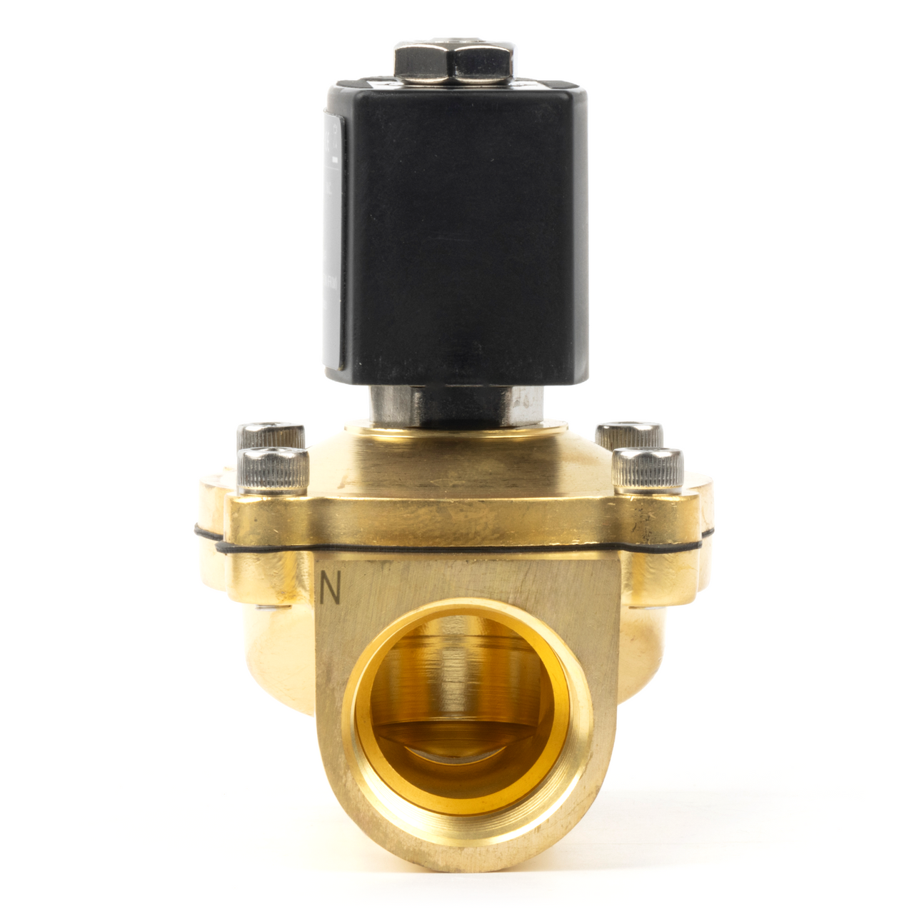 1" Brass Electric Solenoid Valve - 24V DC, Normally Closed, 145 PSI, VITON