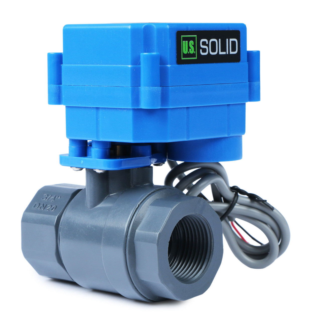 3/4” UPVC Motorized Ball Valve - 9-36V AC/DC Plastic Electrical Ball Valve with Full Port, 2 Wire Auto Return, Normally Closed