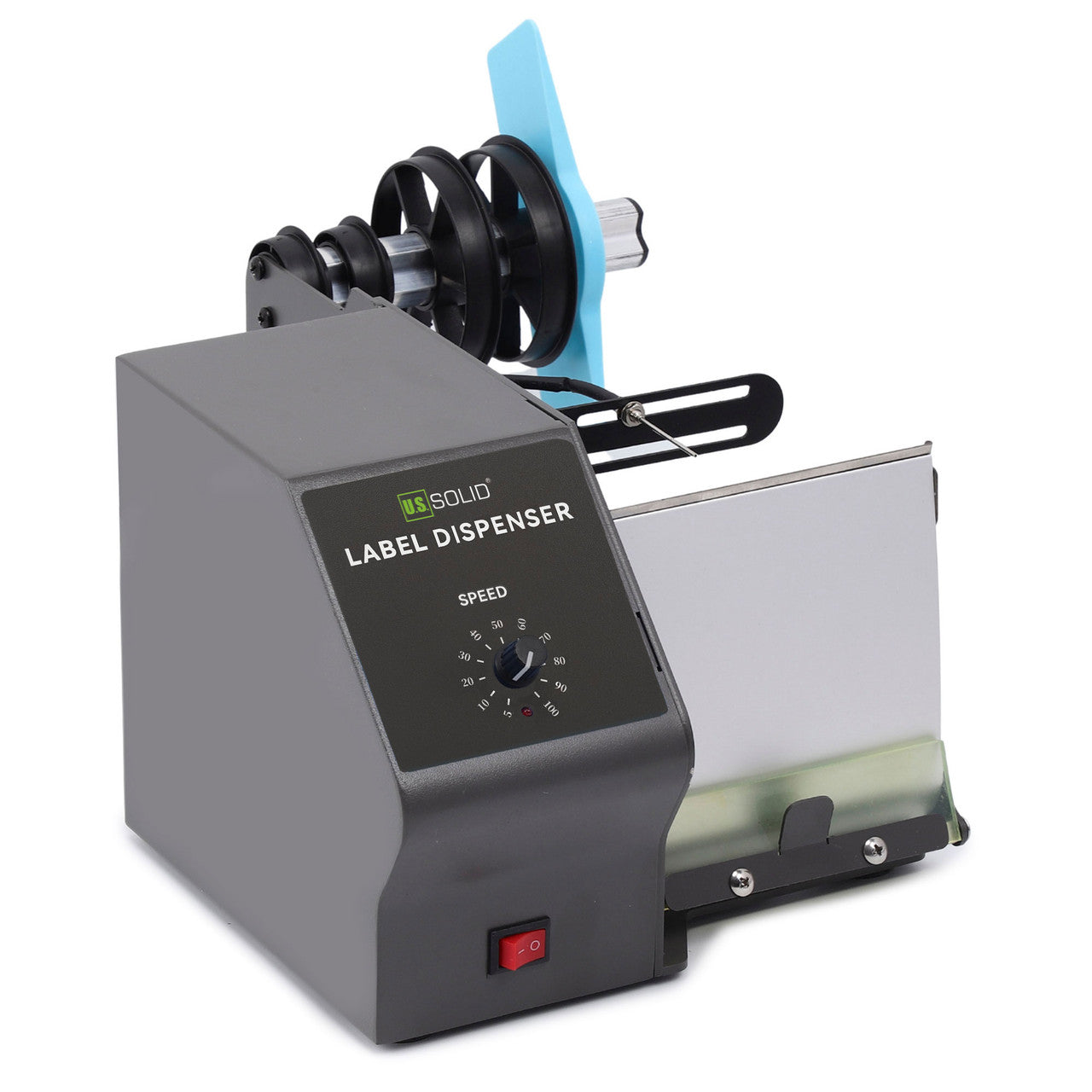 U.S. Solid Automatic Label Dispenser for Long Clear and Opaque Labels Rolls and Fan-fold Labels, Max. Width 4.7”, Roll Diameter 11”