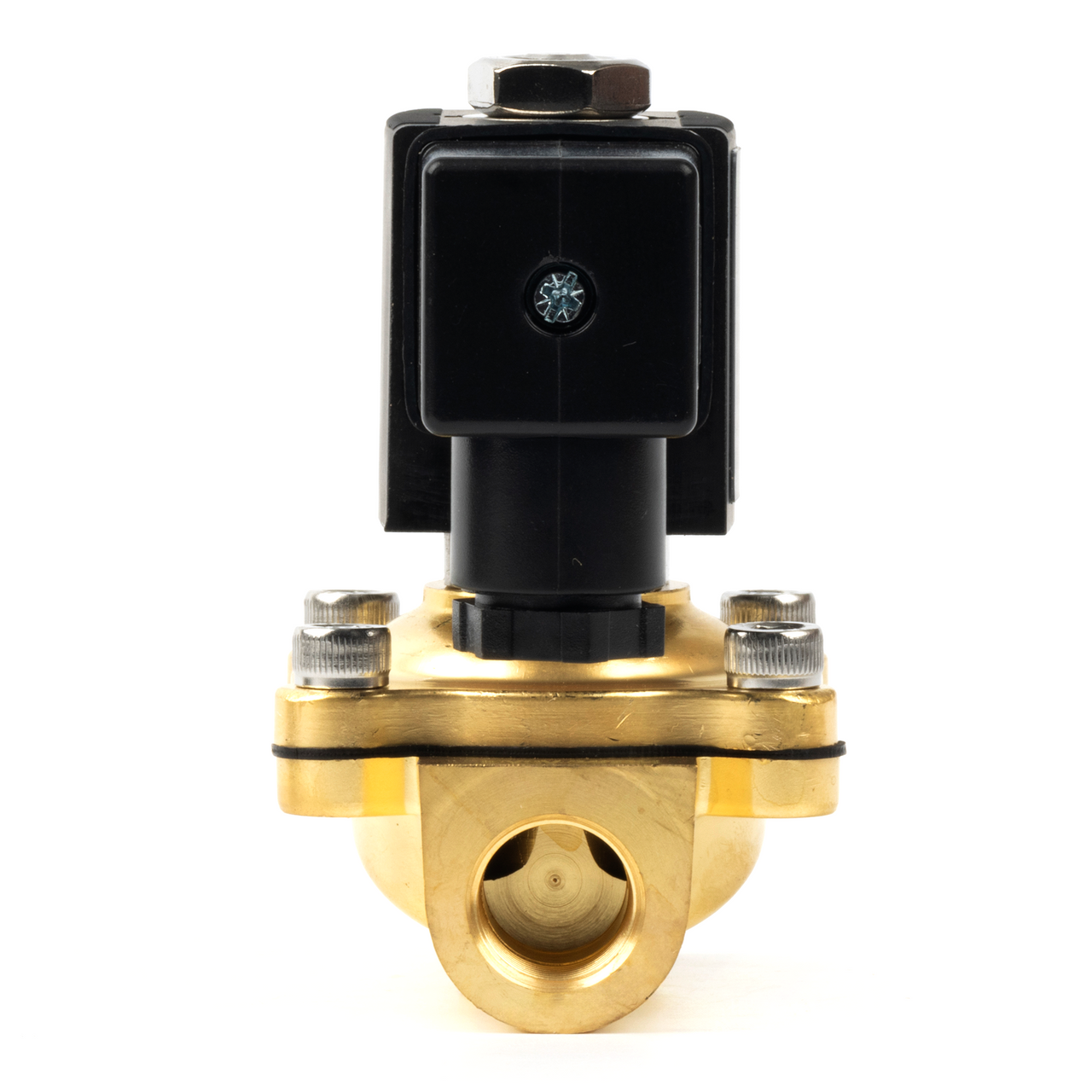 3/8" Brass Electric Solenoid Valve - 24V AC, Normally Closed, 145 PSI, VITON