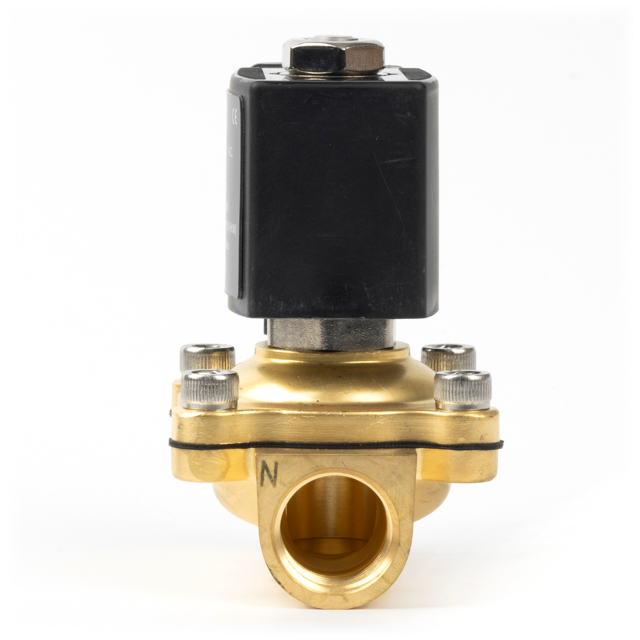 1/2" Brass Electric Solenoid Valve - 24V DC, Normally Closed, 145 PSI, VITON