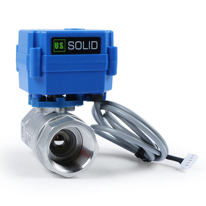 Water Leak Detector - Water Leak Detect and Protect System with 1” Stainless Steel Motorized Ball Valve, Controller and 3 Sensors