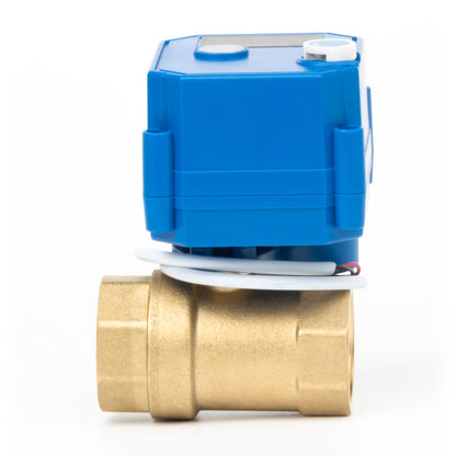 1" Motorized Ball Valve with Manual Function - 2 Wire Auto Return, Brass, 85-265V AC, Standard Port, Normally Closed