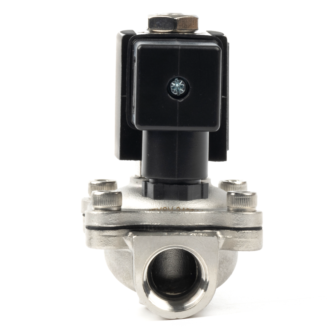 1/2" Stainless Steel Electric Solenoid Valve - 24V DC, Normally Closed, 145 PSI, VITON