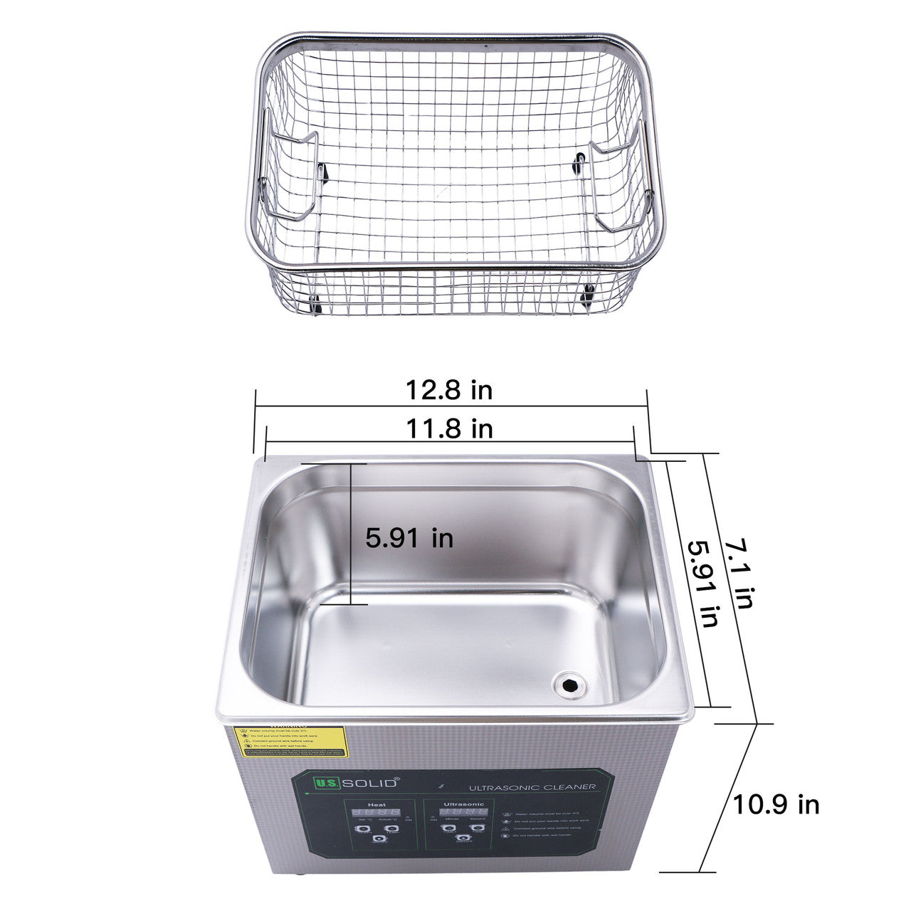 U.S. Solid 6.5 L Ultrasonic Cleaner, 40 KHz Stainless Steel Ultrasonic Cleaning Machine with Digital Timer and Heater