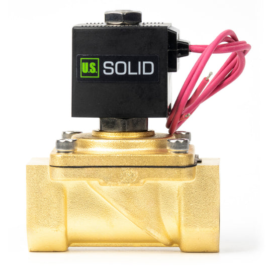 1" Solenoid Valve - Brass 110V AC Normally Closed with Viton Seal, Lead Wire