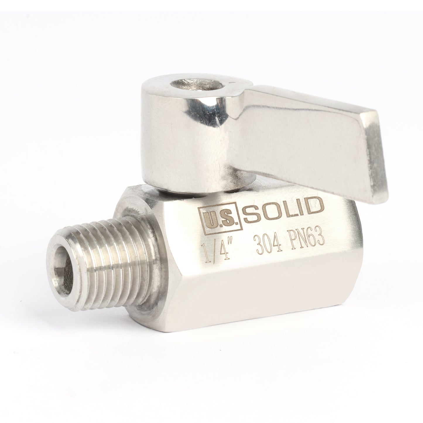 U.S. Solid 2个 1/4" 迷你球阀 304 不锈钢 内螺纹 × 外螺纹 NPT 螺纹