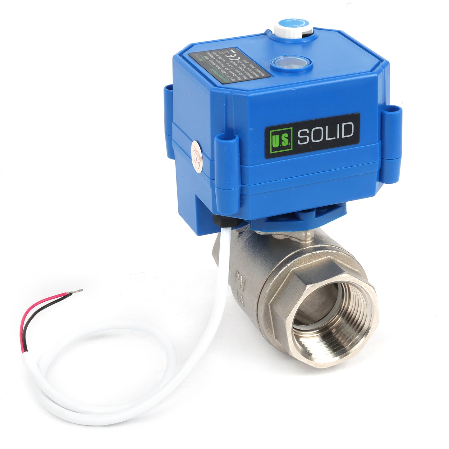 Motorized Ball Valve- 1" Stainless Steel Ball Valve with Manual Function, Full Port, 9-24V AC/DC and 2 Wire Auto Return Setup, Normally Open