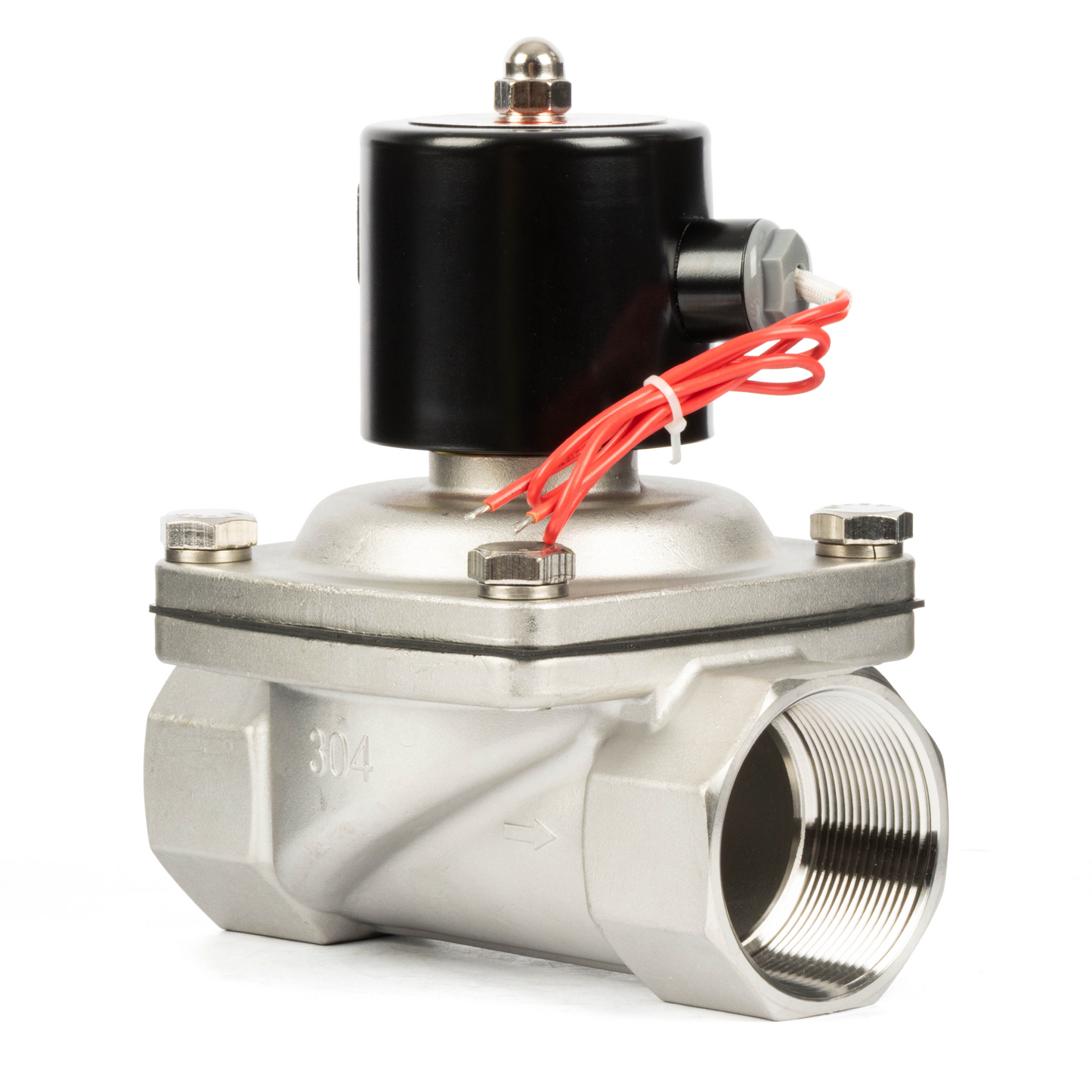 2" Stainless Steel Solenoid Valve - 24V DC Normally Closed, Viton Seal