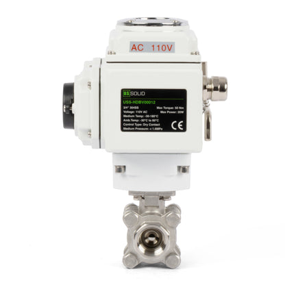 3/4" Electric Actuated Ball Valve, 110V AC Heavy Duty 3-Piece Industrial Ball Valve,304SS, ON/OFF Type, Dry Contact
