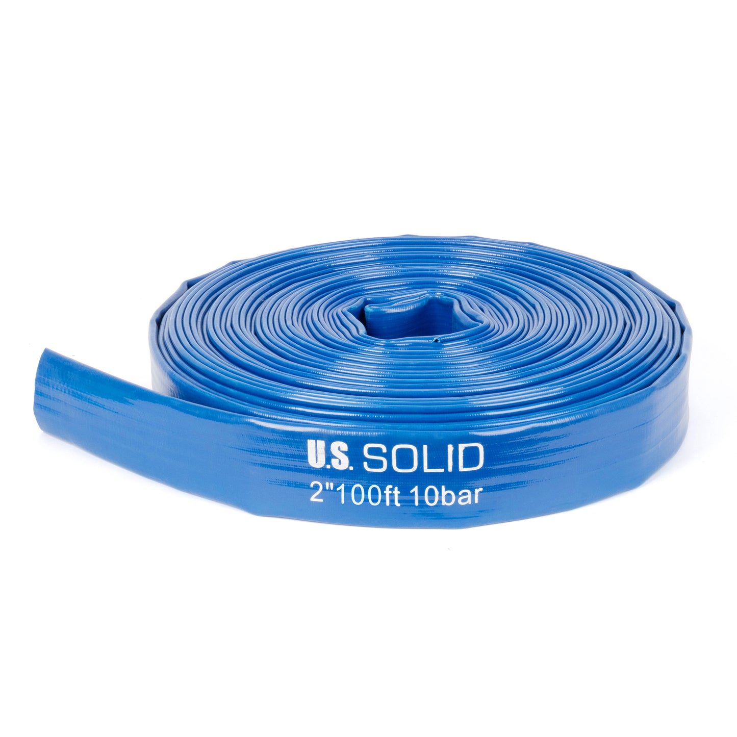 Selang PVC Pipih Bertulang 2" x 100 kaki - Dinding 2mm, 4 Penjepit Selang (Tanpa Fitting)